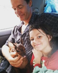 Douwe and Kayla bringing baby deer to EV